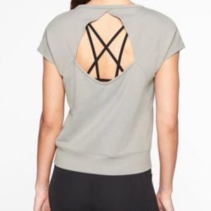 Athleta Be Open Tee in Light Gray Size Medium